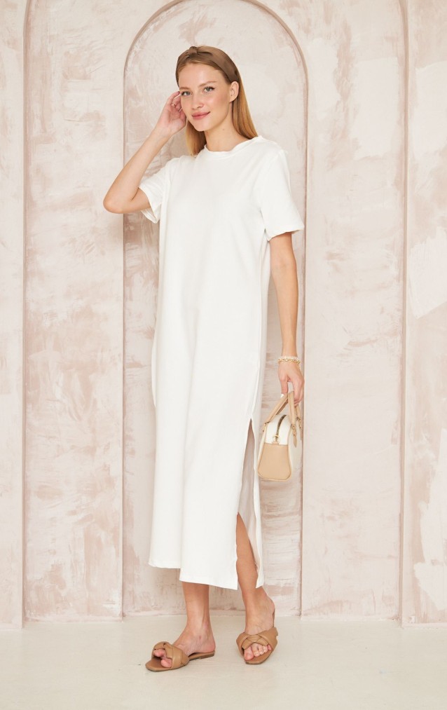 Pasaklı Giyim Kadın Omzu Düğmeli Elbise 3618310 Beyaz