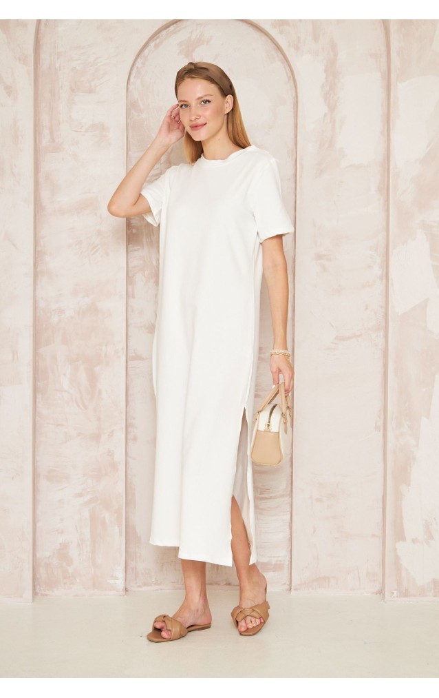 Pasaklı Giyim Kadın Omzu Düğmeli Elbise 3618310 Beyaz