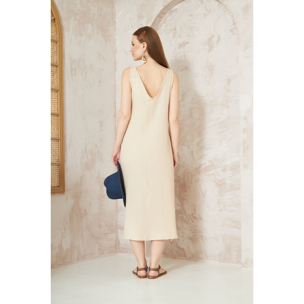 Pasaklı Giyim Pasaklı Giyim Kadın %100 Pamuk Müslin Elbise Taş - Premium Kadın Giyim