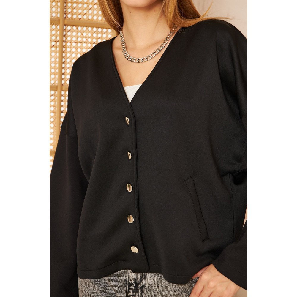 Pasaklı Giyim Pasaklı Giyim Kadın Scuba Hırka Siyah - Premium Kadın Giyim