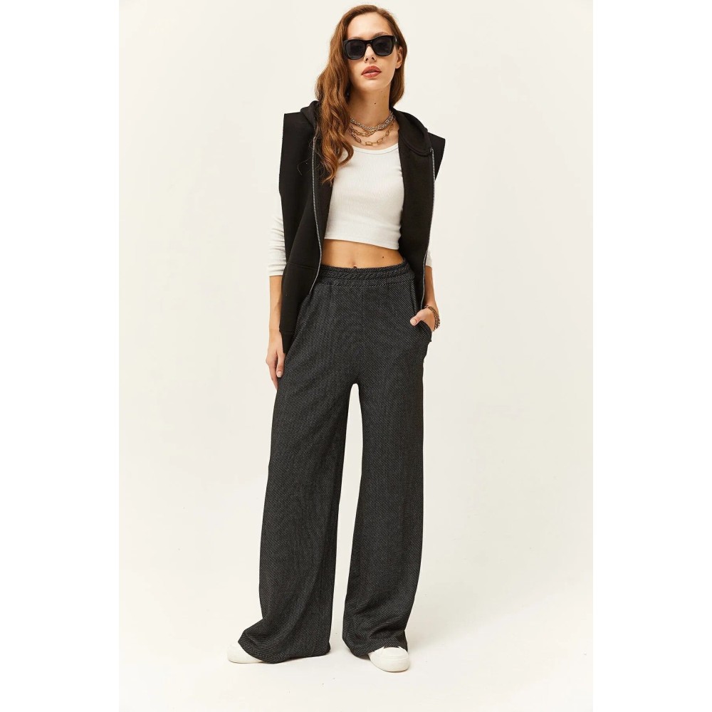 Pasaklı Giyim Pasaklı Giyim Kadın Dokulu Pantolon Siyah - Premium Kadın Giyim