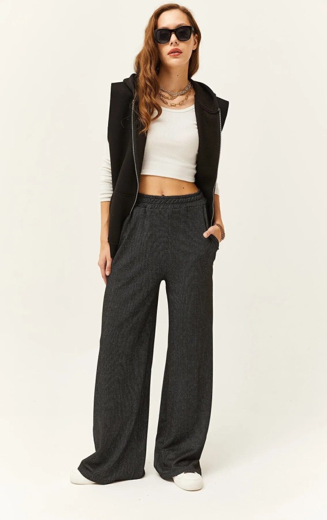 Pasaklı Giyim Kadın Dokulu Pantolon 3453 Siyah