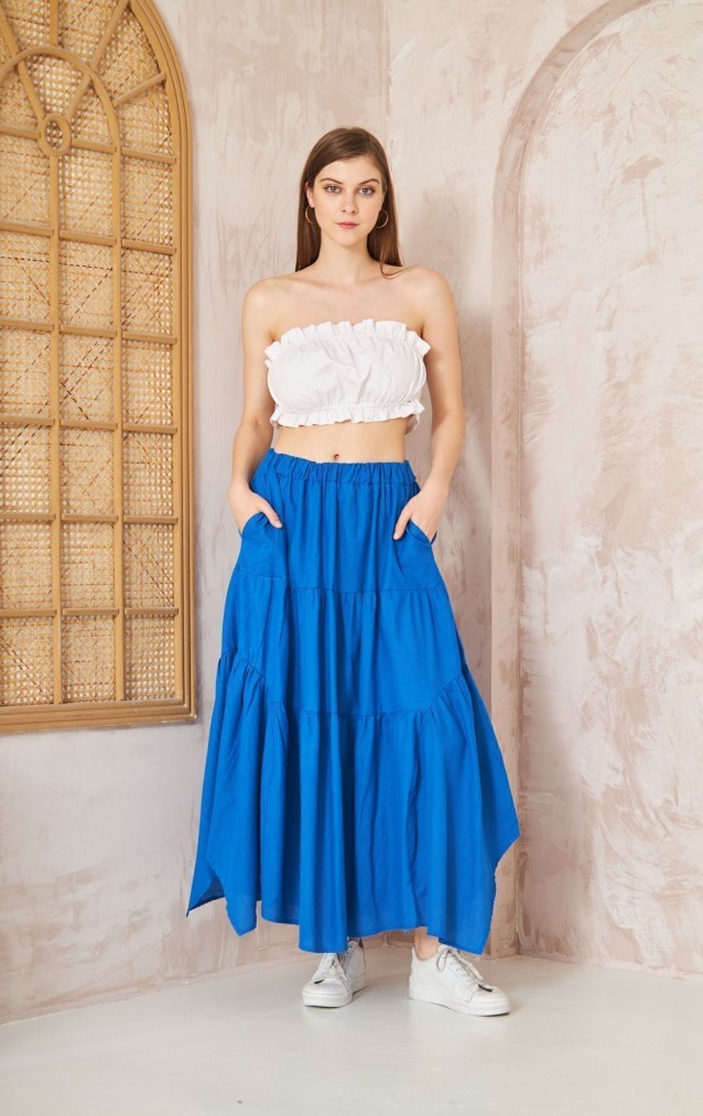 Pasaklı Giyim Kadın Asimetrik 3 Kat Etek 3574300 Saks