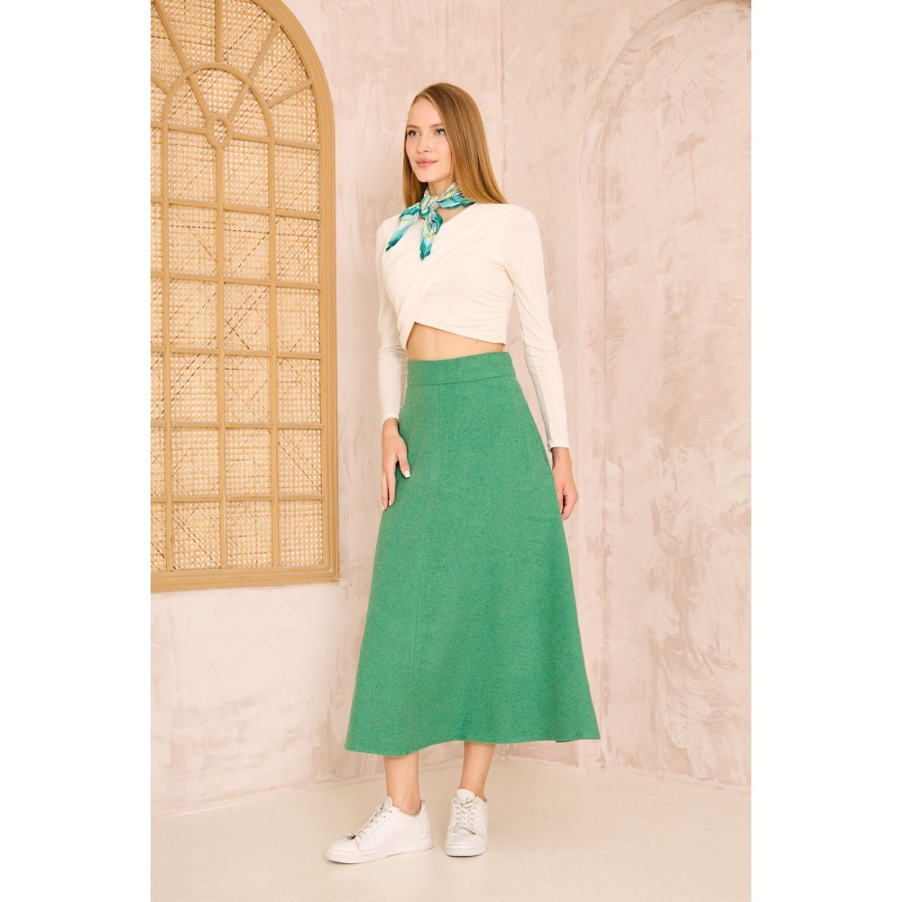 Pasaklı Giyim Pasaklı Giyim Kadın Kiloş Kaşe Etek Yeşil - Premium Kadın Giyim