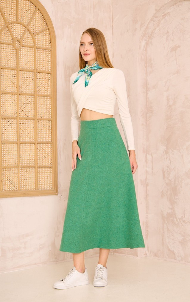 Pasaklı Giyim Kadın Kiloş Kaşe Etek 3461210 Yeşil
