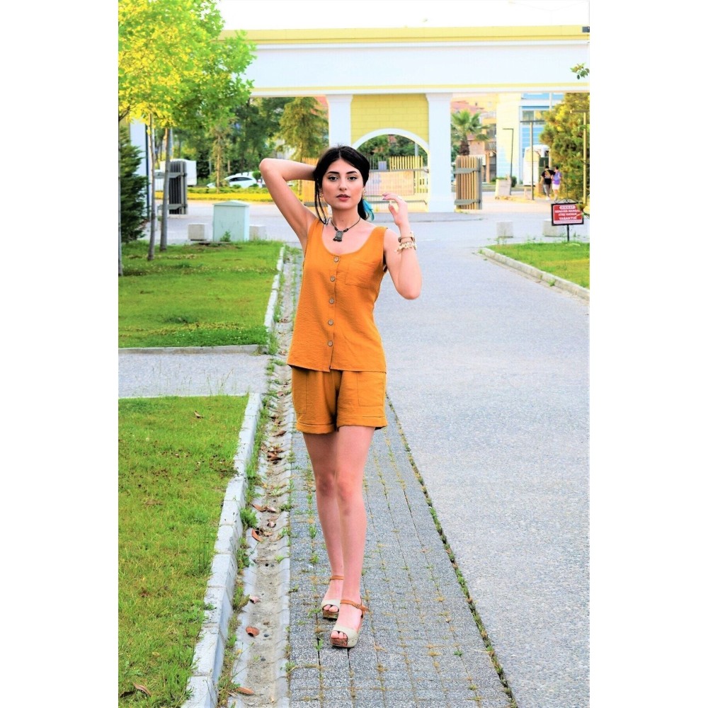 Pasaklı Giyim Pasaklı Giyim Kadın Şort Hardal - Premium Kadın Giyim