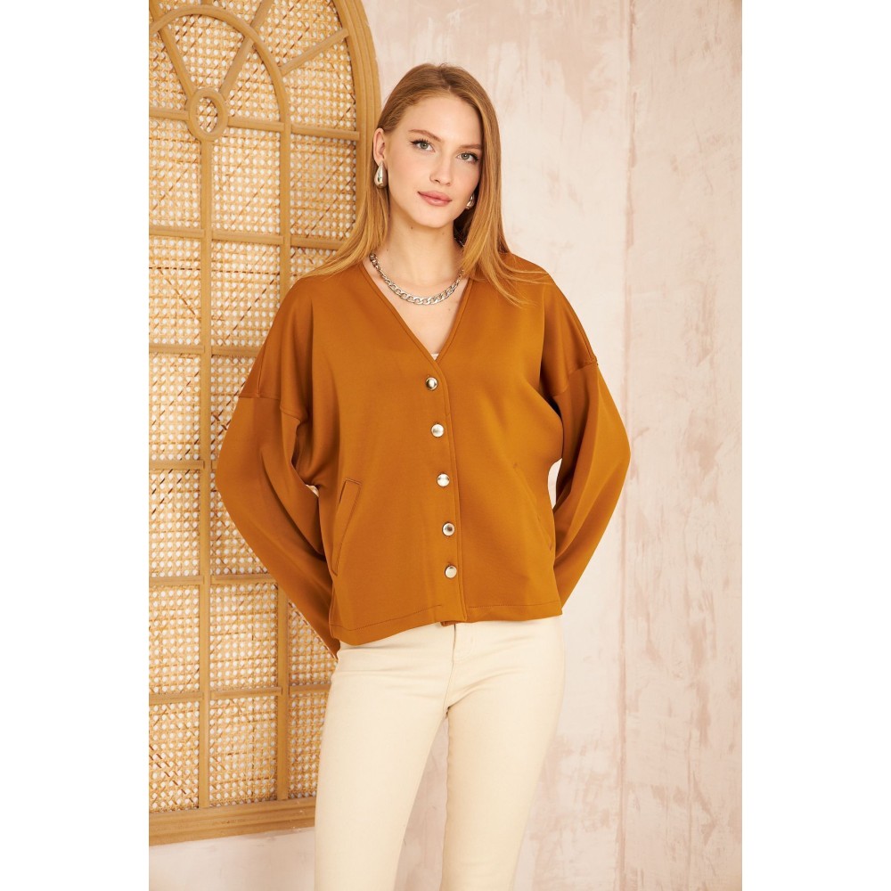 Pasaklı Giyim Pasaklı Giyim Kadın Scuba Hırka Camel - Premium Kadın Giyim