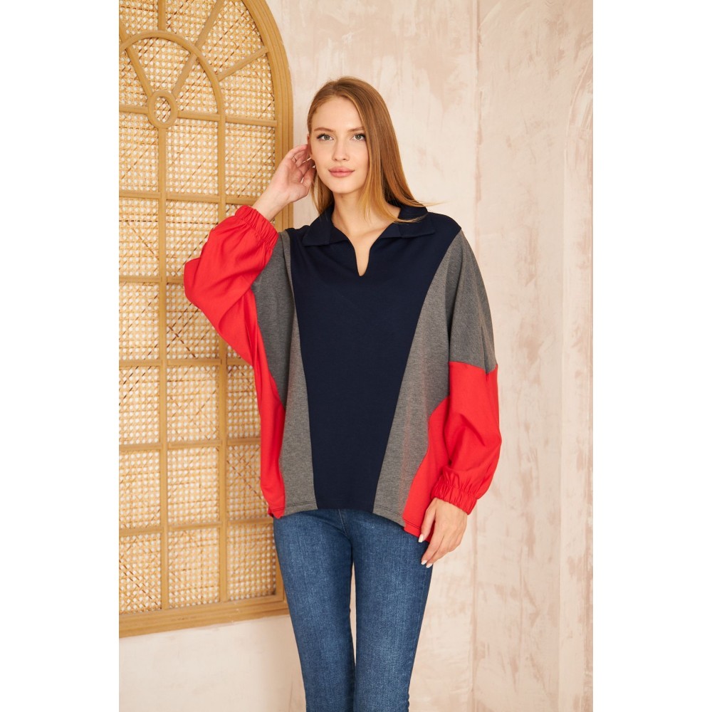 Pasaklı Giyim Pasaklı Giyim Kadın Polo Yaka Sweatshirt Laci - Premium Kadın Giyim