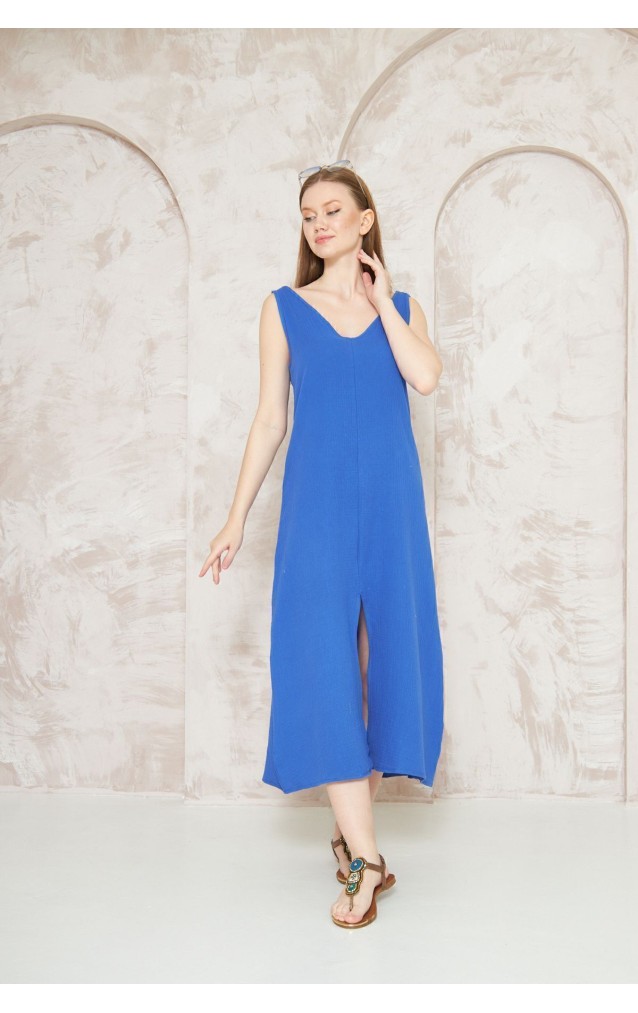 Pasaklı Giyim Kadın %100 Pamuk Müslin Elbise 3419385 İndigo