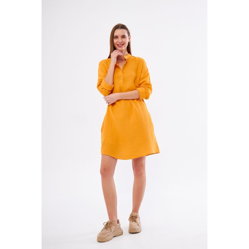 Pasaklı Giyim Pasaklı Giyim Kadın Müslin Tunik Gömlek Hardal - Premium Kadın Giyim
