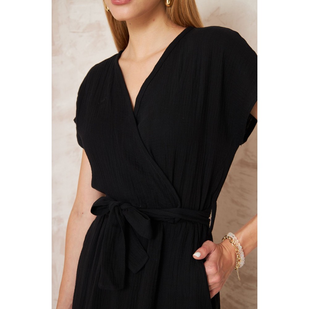 Pasaklı Giyim Pasaklı Giyim Kadın %100 Pamuk Müslin Elbise Siyah - Premium Kadın Giyim