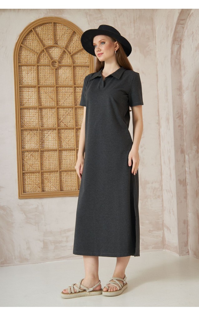 Pasaklı Giyim Kadın Polo Yaka Elbise 3525275 Antrasit