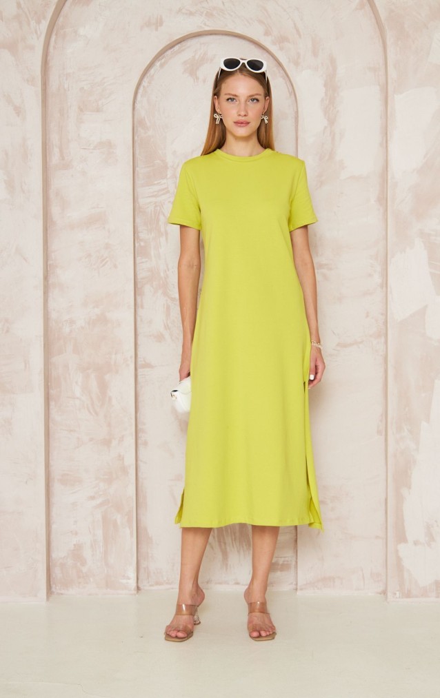 Pasaklı Giyim Kadın Omzu Düğmeli Elbise 3618310 Yağ Yeşili