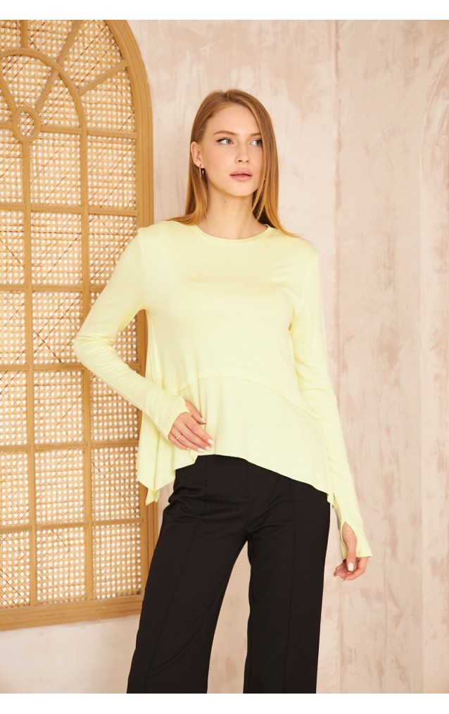 Pasaklı Giyim Kadın Parmak Geçirmeli Yoga Bluz 3459231 Sarı