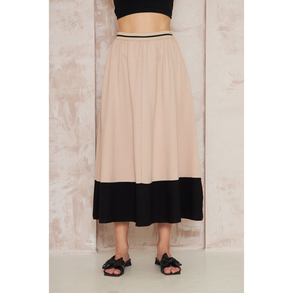 Pasaklı Giyim Pasaklı Giyim Kadın Kiloş Etek Renk Bloklu Bej - Premium Kadın Giyim