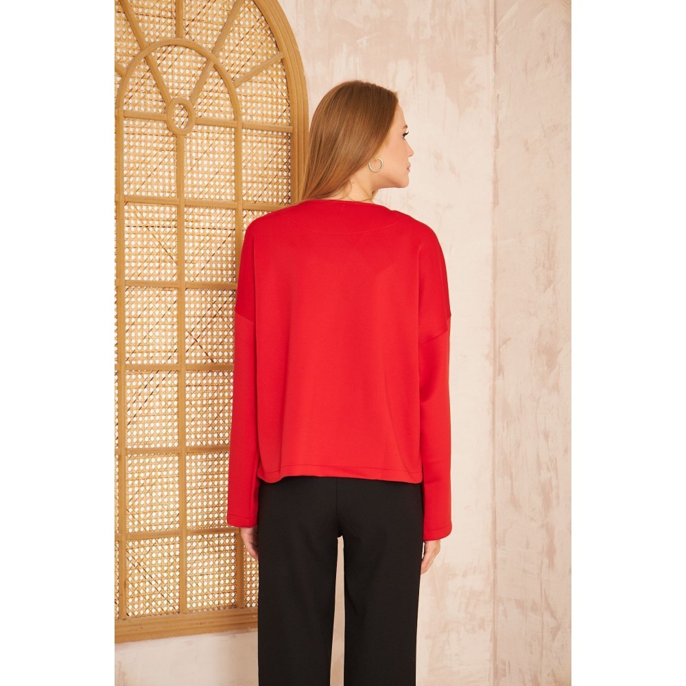 Pasaklı Giyim Pasaklı Giyim Kadın Scuba Hırka Kırmızı - Premium Kadın Giyim