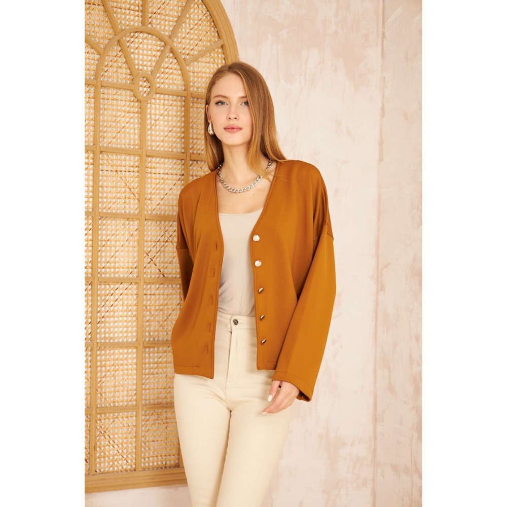 Pasaklı Giyim Pasaklı Giyim Kadın Scuba Hırka Camel - Premium Kadın Giyim