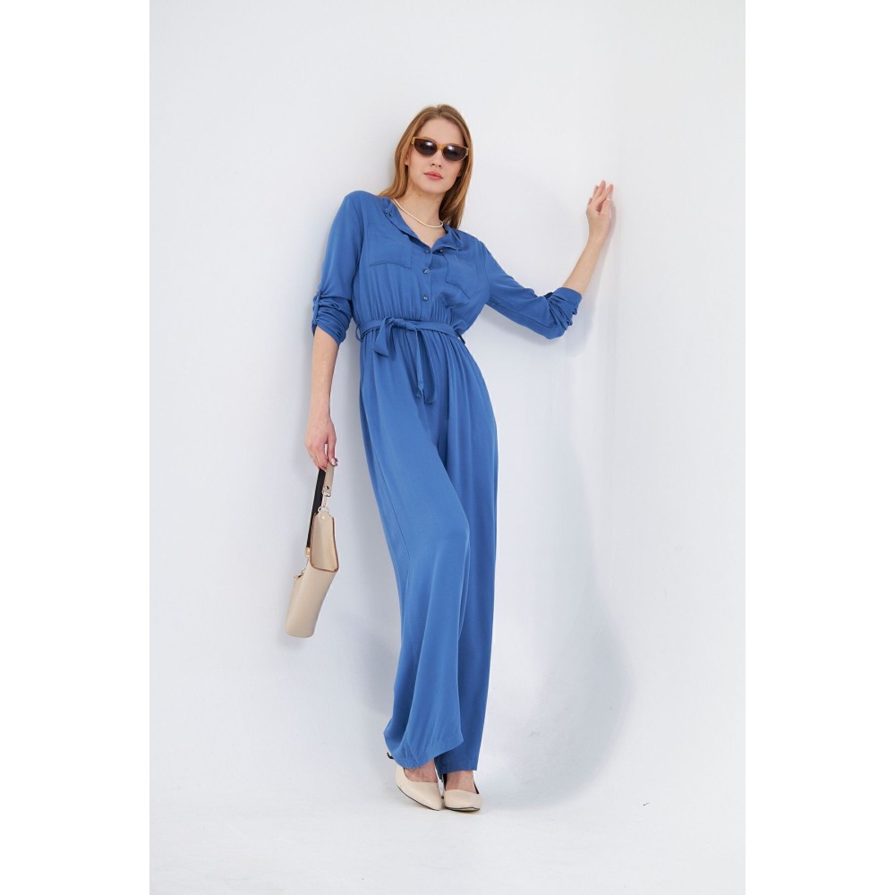 Pasaklı Giyim Pasaklı Giyim Kadın Viskon Tulum İndigo - Premium Kadın Giyim