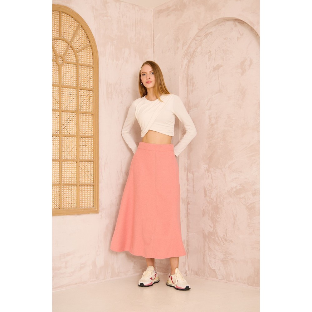 Pasaklı Giyim Pasaklı Giyim Kadın Kiloş Kaşe Etek Pembe - Premium Kadın Giyim