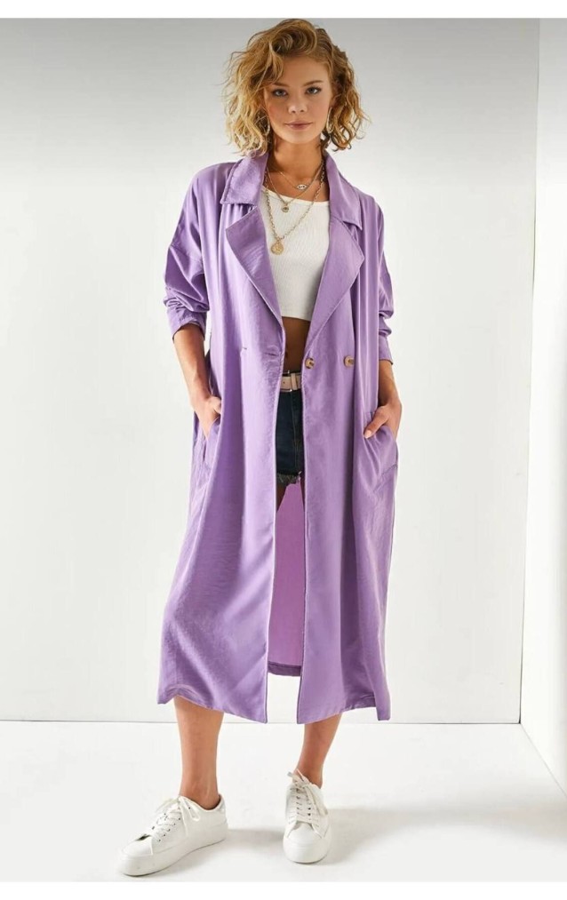 Pasaklı Giyim Kadın Ekstra Oversize Trençkot 3335451 Mor
