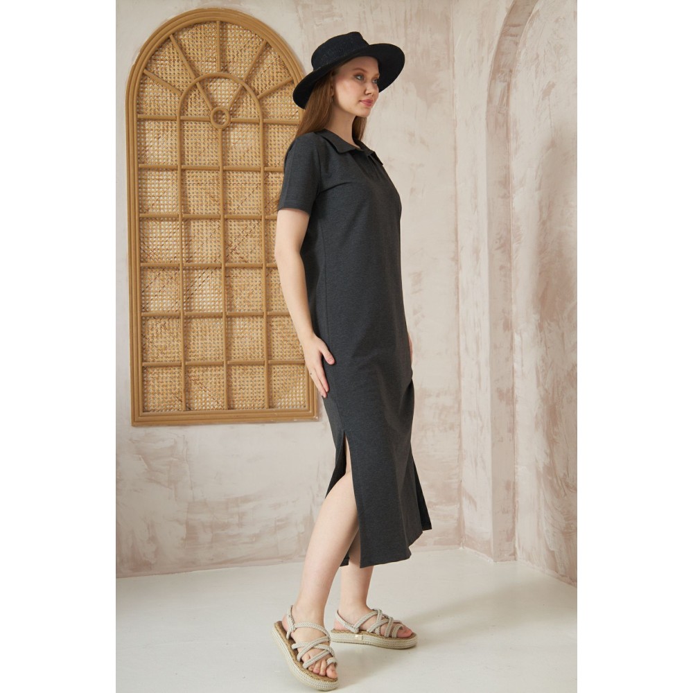 Pasaklı Giyim Pasaklı Giyim Kadın Polo Yaka Elbise Antrasit - Premium Kadın Giyim