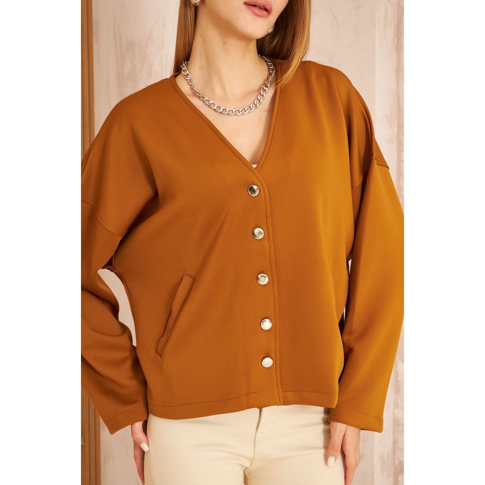 Pasaklı Giyim Pasaklı Giyim Kadın Scuba Hırka Camel - Premium Kadın Giyim