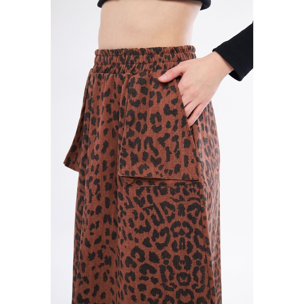 Pasaklı Giyim Pasaklı Giyim Kadın Kamuflaj Desen Gabardin Etek Leopar - Premium Kadın Giyim