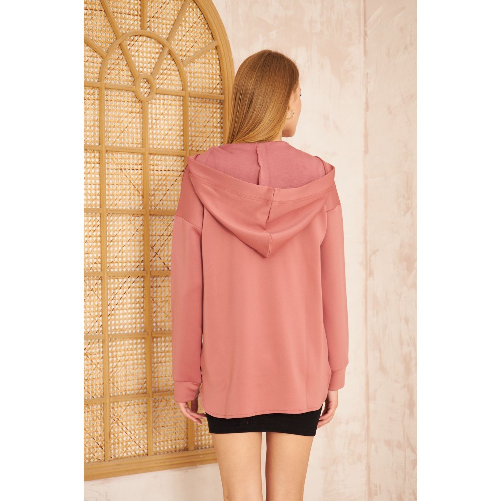 Pasaklı Giyim Pasaklı Giyim Kadın Kapüşonlu Sweatshirt Gülkurusu - Premium Kadın Giyim