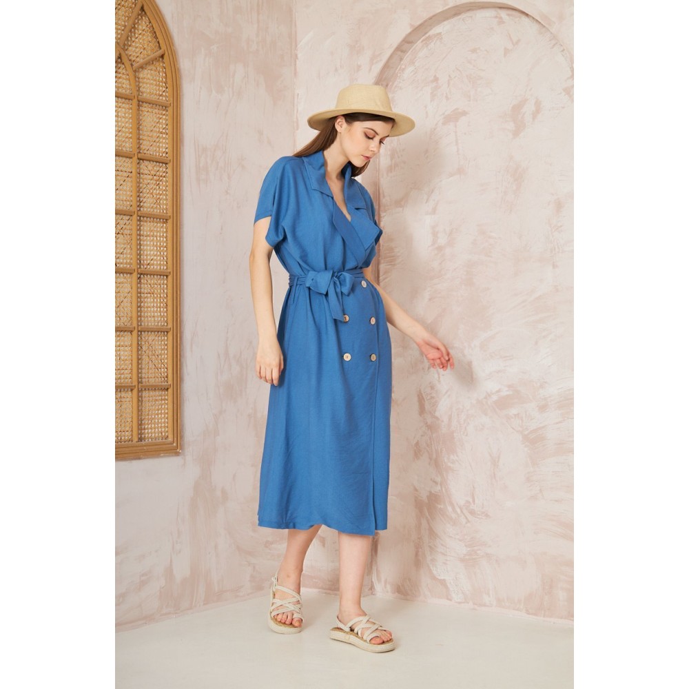 Pasaklı Giyim Pasaklı Giyim Kadın Keten Ceket Elbise İndigo - Premium Kadın Giyim