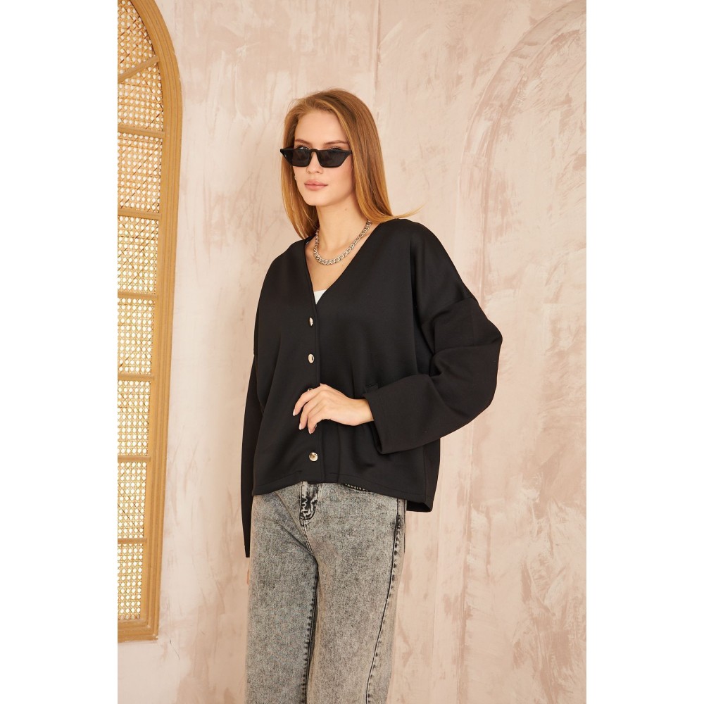 Pasaklı Giyim Pasaklı Giyim Kadın Scuba Hırka Siyah - Premium Kadın Giyim