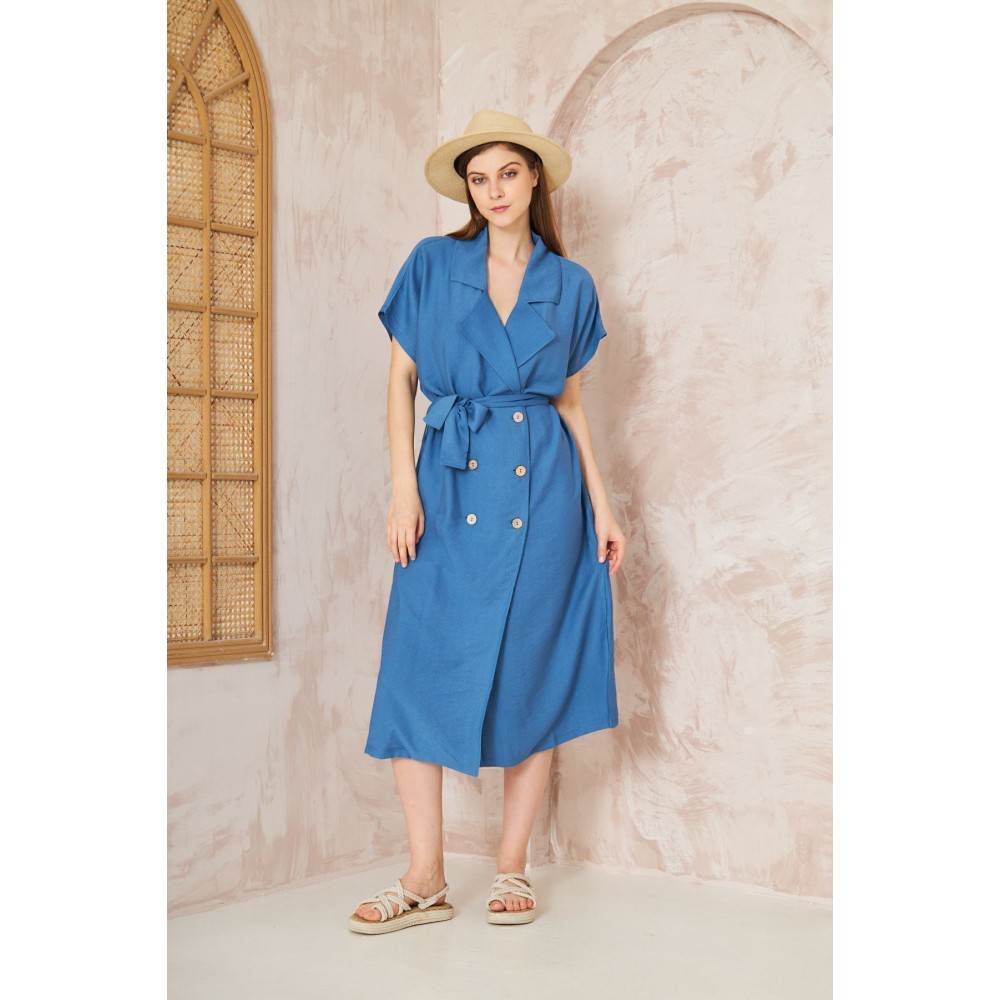 Pasaklı Giyim Pasaklı Giyim Kadın Keten Ceket Elbise İndigo - Premium Kadın Giyim
