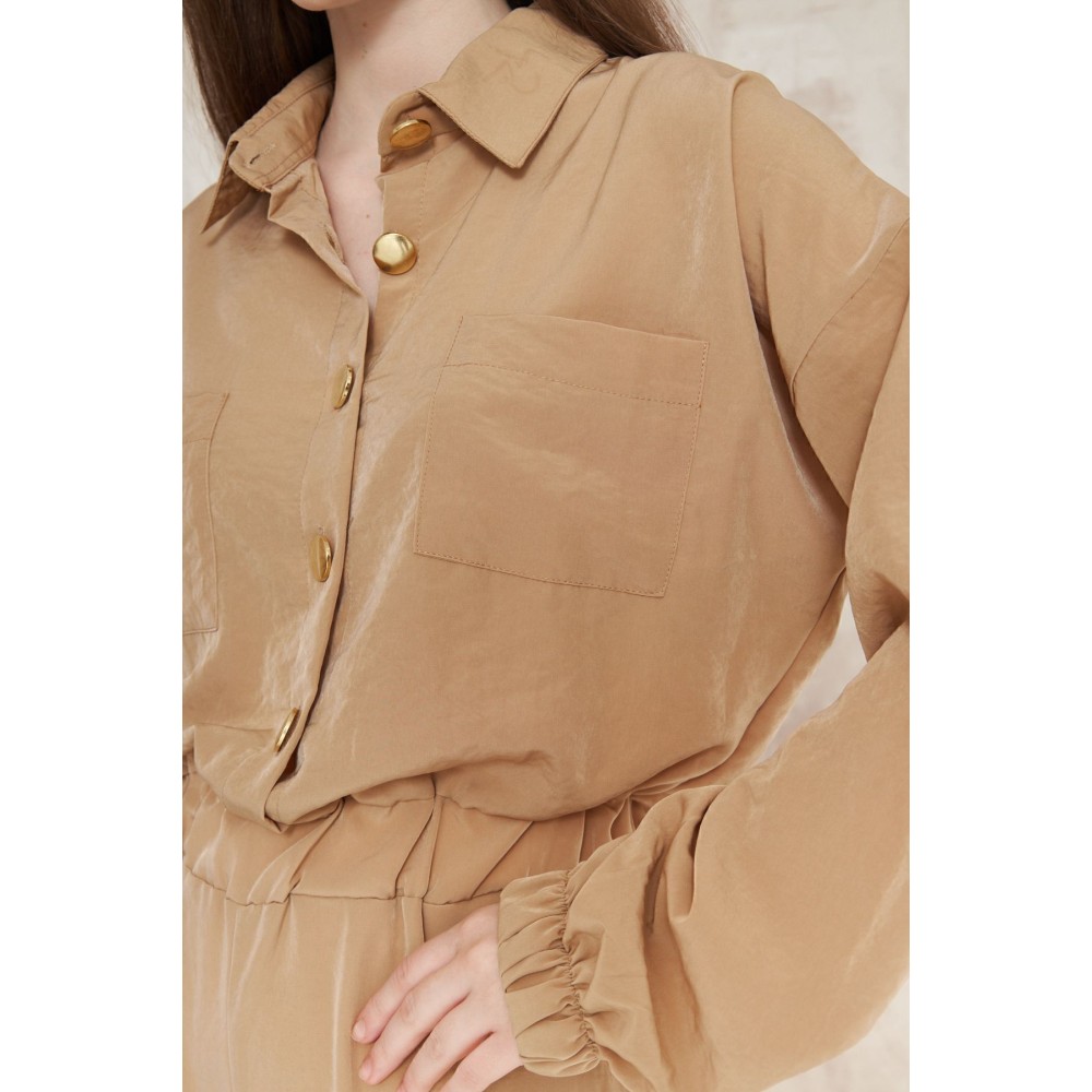 Pasaklı Giyim Pasaklı Giyim Kadın Kupra Tulum Karamel - Premium Kadın Giyim