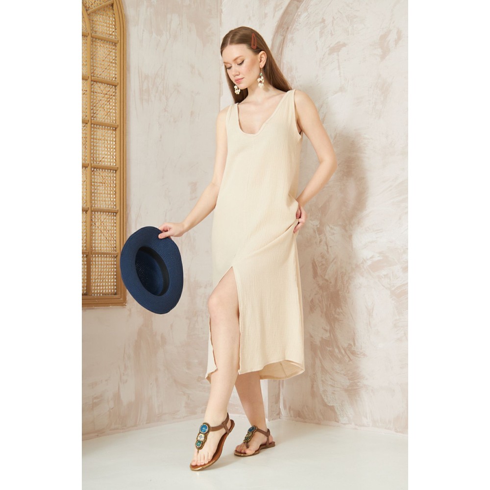 Pasaklı Giyim Pasaklı Giyim Kadın %100 Pamuk Müslin Elbise Taş - Premium Kadın Giyim