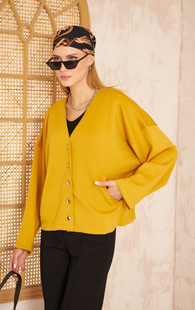 Pasaklı Giyim Kadın Scuba Hırka 3510 Hardal