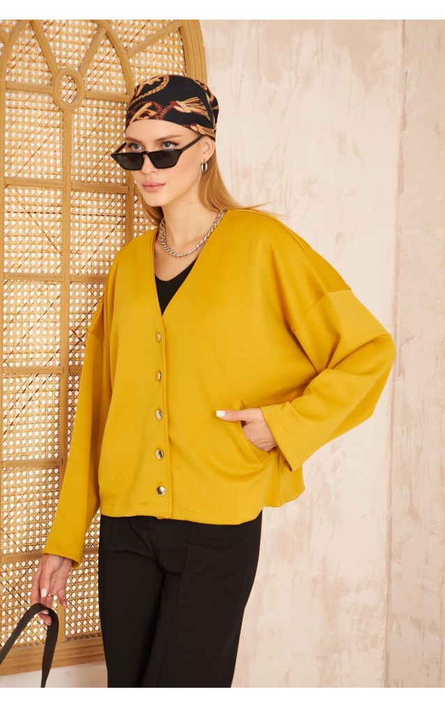 Pasaklı Giyim Kadın Scuba Hırka 3510 Hardal