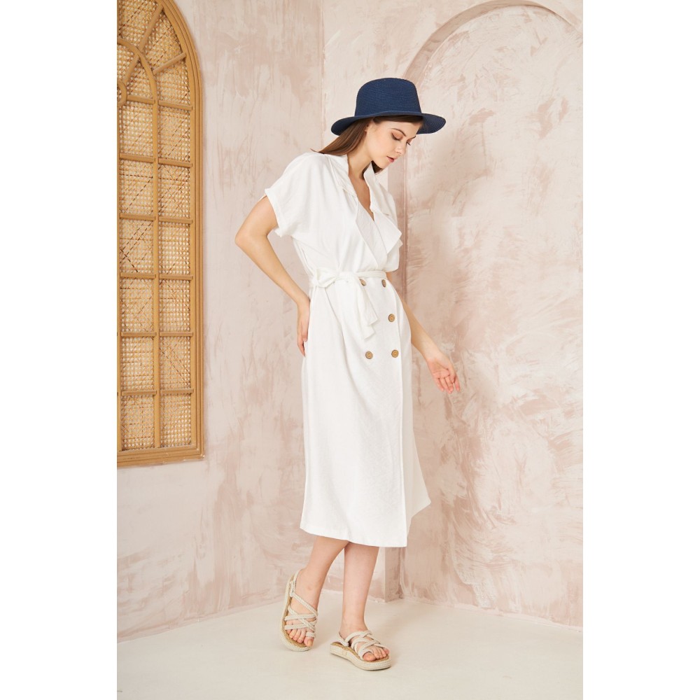 Pasaklı Giyim Pasaklı Giyim Kadın Keten Ceket Elbise Beyaz - Premium Kadın Giyim