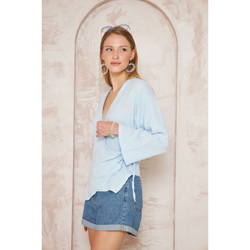 Pasaklı Giyim Pasaklı giyim Kadın %100 Pamuk Bağcıklı Bluz Bebemavi - Premium Kadın Giyim