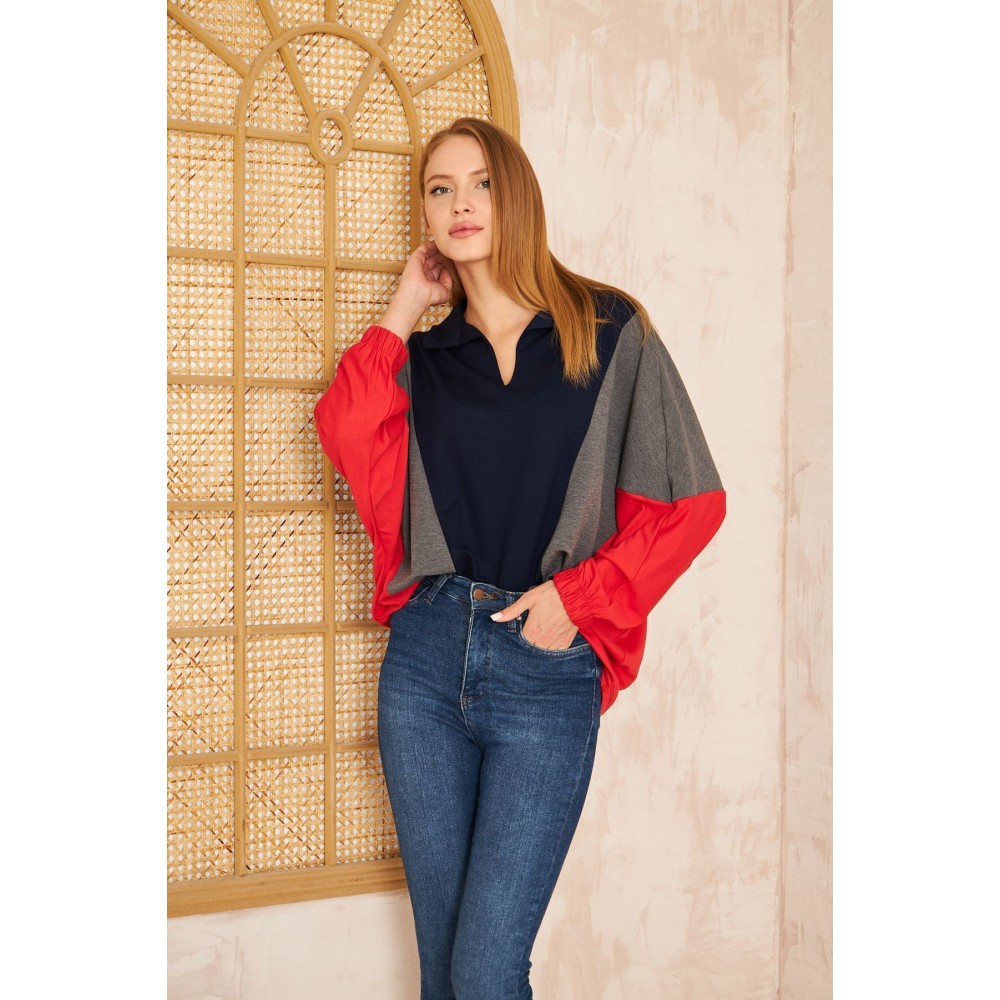 Pasaklı Giyim Pasaklı Giyim Kadın Polo Yaka Sweatshirt Laci - Premium Kadın Giyim