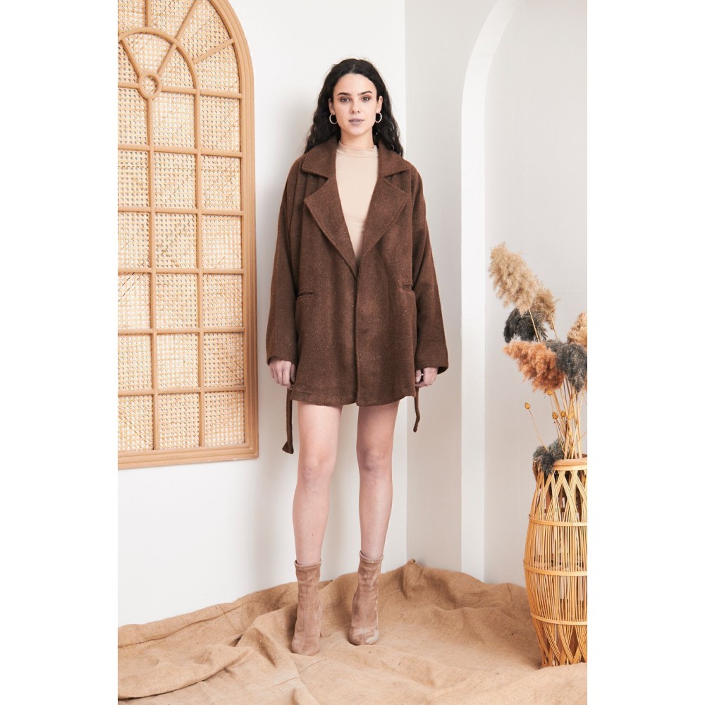 Pasaklı Giyim Pasaklı Giyim Kadın Kaşe Kaban Kahverengi - Premium Kadın Giyim