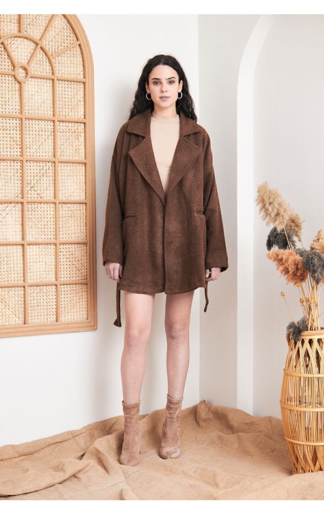 Pasaklı Giyim Kadın Kaşe Kaban 3296341 Kahverengi