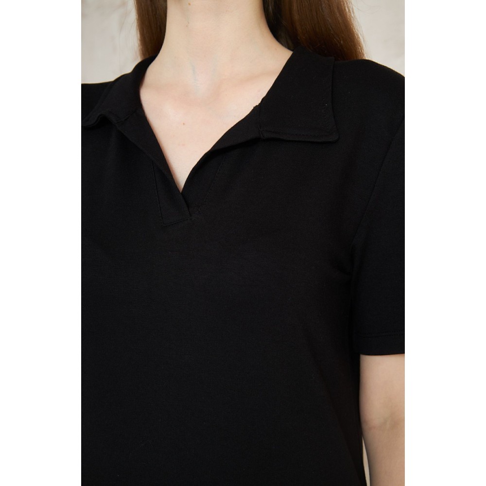 Pasaklı Giyim Pasaklı Giyim Kadın Polo Yaka Elbise Siyah - Premium Kadın Giyim