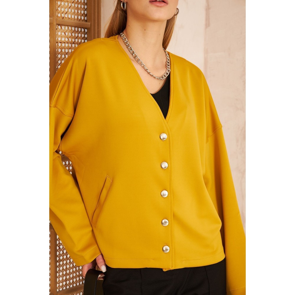 Pasaklı Giyim Pasaklı Giyim Kadın Scuba Hırka Hardal - Premium Kadın Giyim