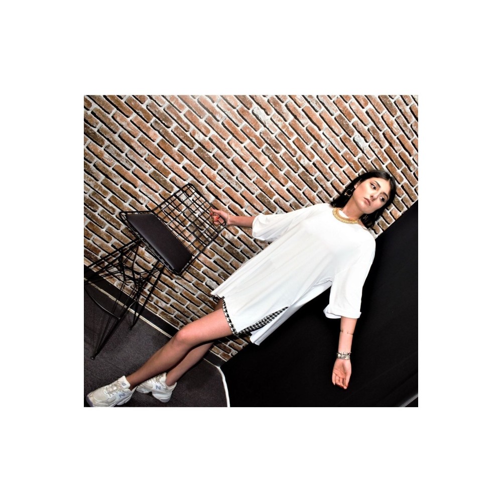 Pasaklı Giyim Pasaklı Giyim Kadın Salaş Oversize Geniş Kesim Uzun T-shirt Beyaz - Premium Kadın Giyim