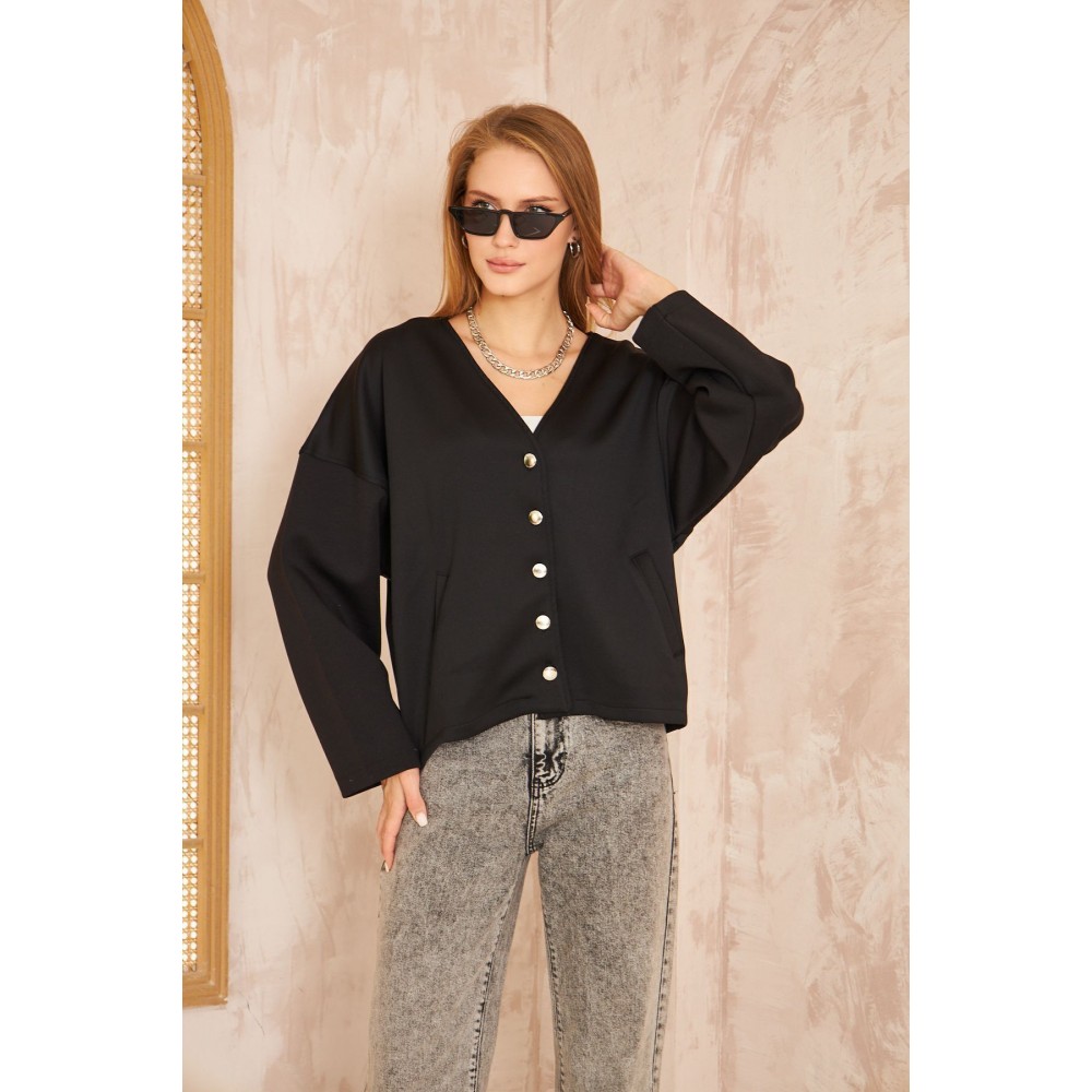 Pasaklı Giyim Pasaklı Giyim Kadın Scuba Hırka Siyah - Premium Kadın Giyim