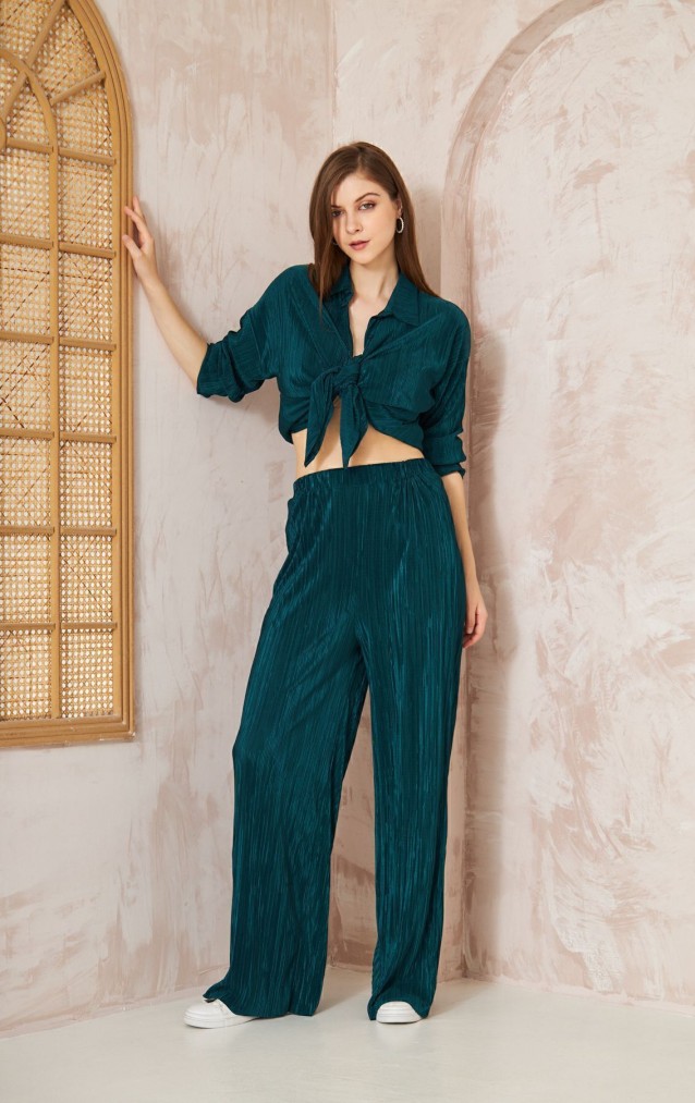 Pasaklı Giyim kadın Piliseli Bürümcük Pantolon Tunik Alt Üst Takım 3573374 Petrol