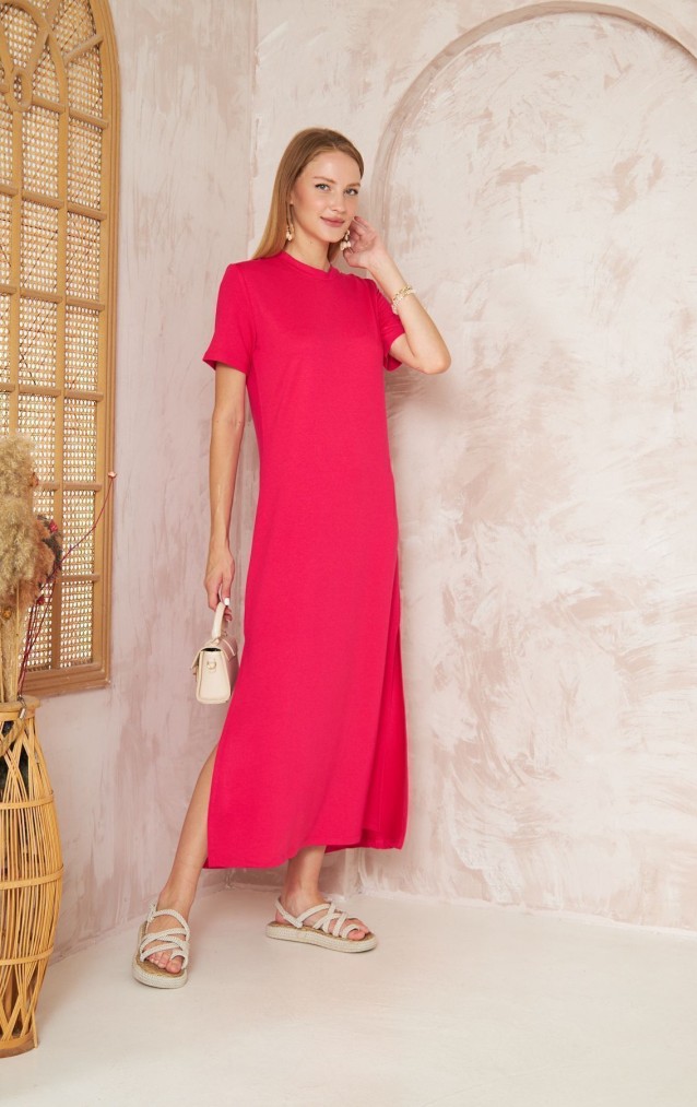 Pasaklı Giyim Kadın Omzu Düğmeli Elbise 3618310 Fuşya