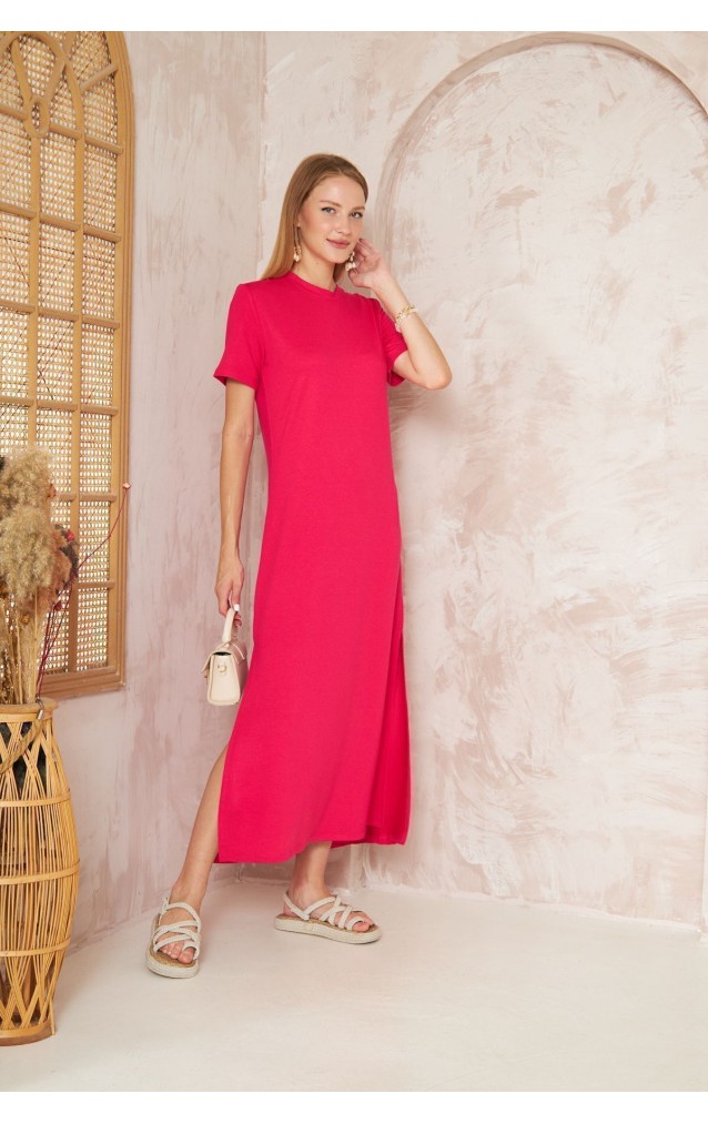 Pasaklı Giyim Kadın Omzu Düğmeli Elbise 3618310 Fuşya