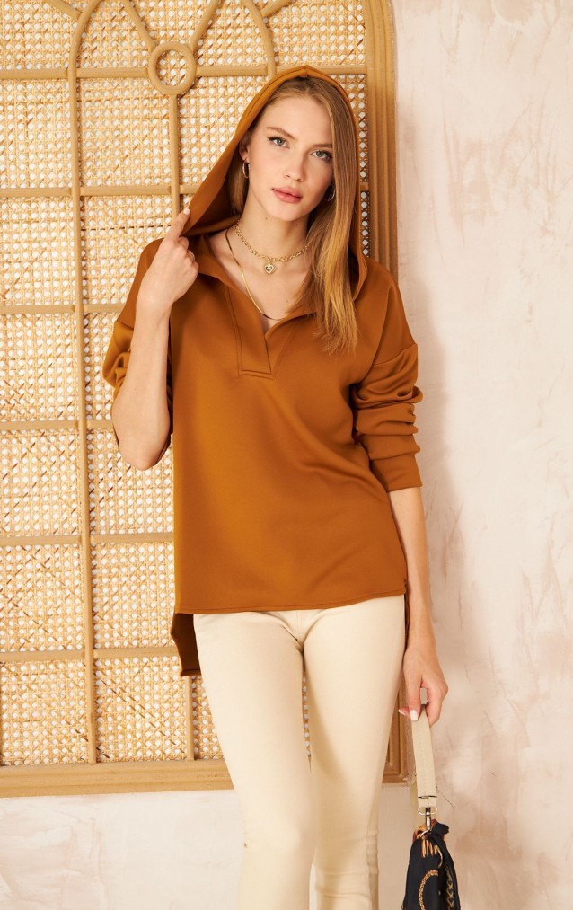 Pasaklı Giyim Kadın Kapüşonlu Sweatshirt 3506290  Kahverengi