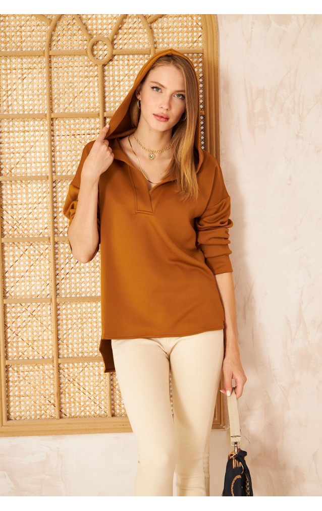 Pasaklı Giyim Kadın Kapüşonlu Sweatshirt 3506290  Kahverengi