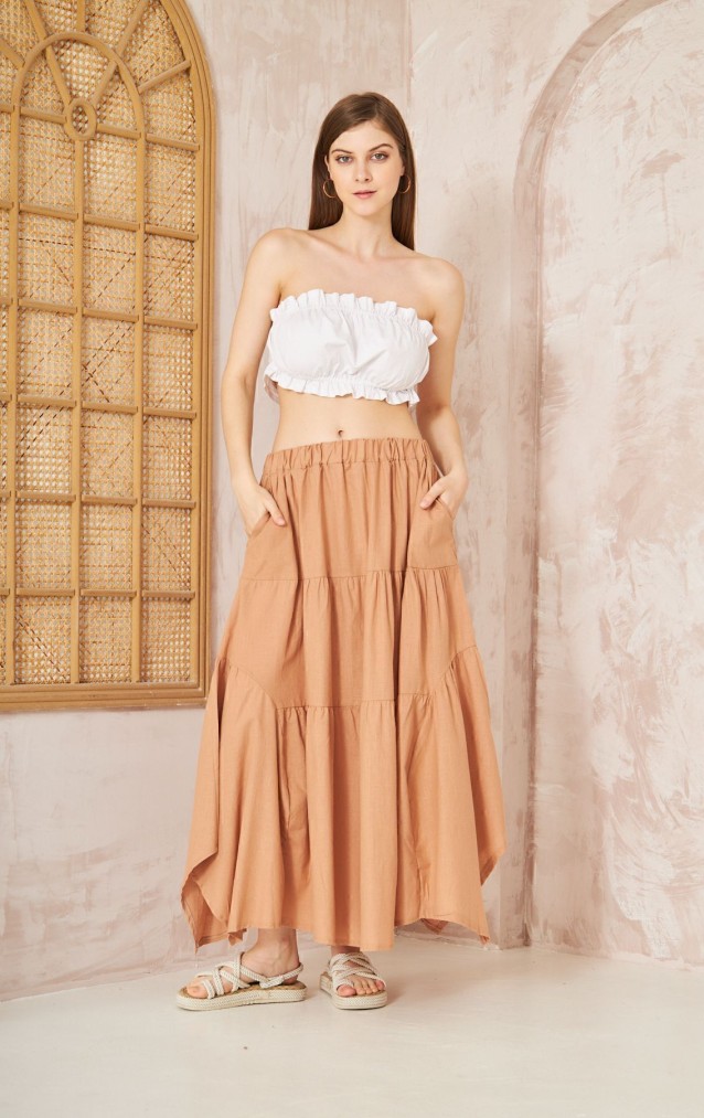 Pasaklı Giyim Kadın Asimetrik 3 Kat Etek 3574300 Camel